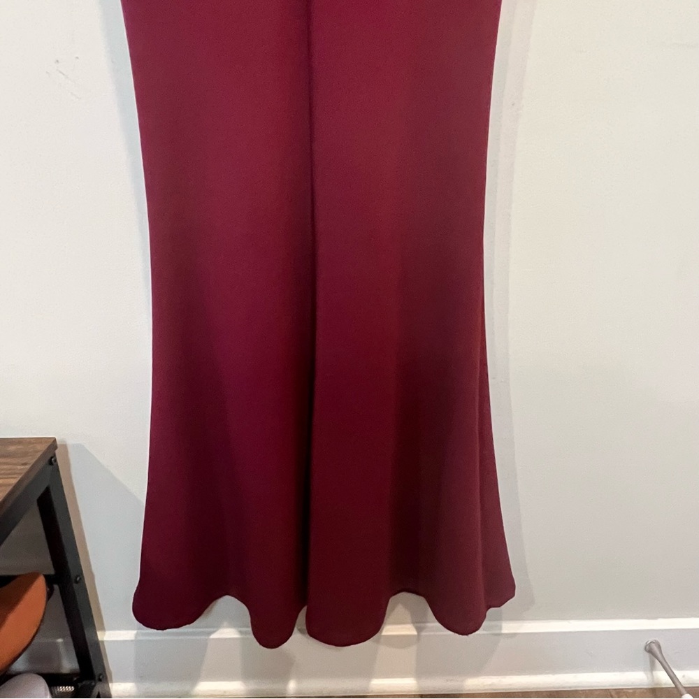 Lulus Melora Wine Red V Neck Mermaid Maxi Dress XS - Picture 12 of 16